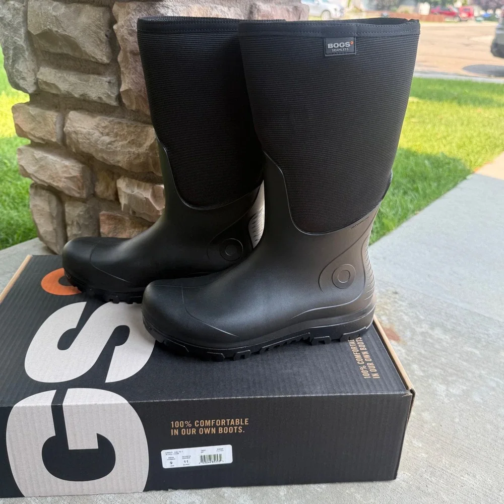 Bogs Farm Essential Insulated Tall Muck Black Waterproof Boots Mens 9 Womens 11